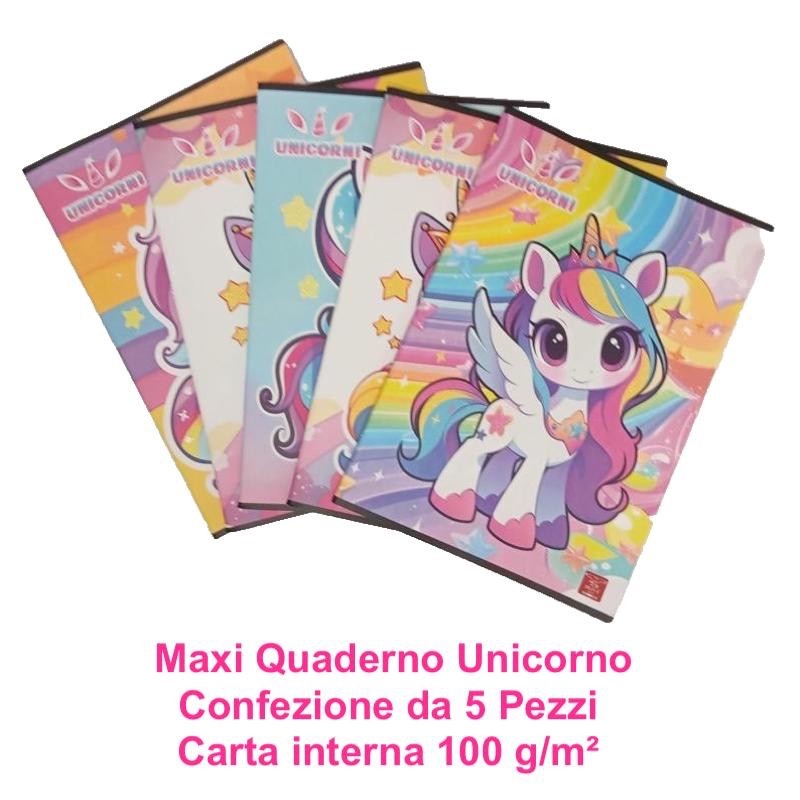 Quaderno Maxi Bambini Unicorno Conf. da 5 Pezzi Pigna A4 100 Rigatura 10 MM