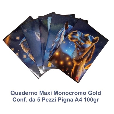 Quaderno Maxi Monocromo Gold Conf. da 5 Pezzi Pigna A4 100gr Rigatura 4M