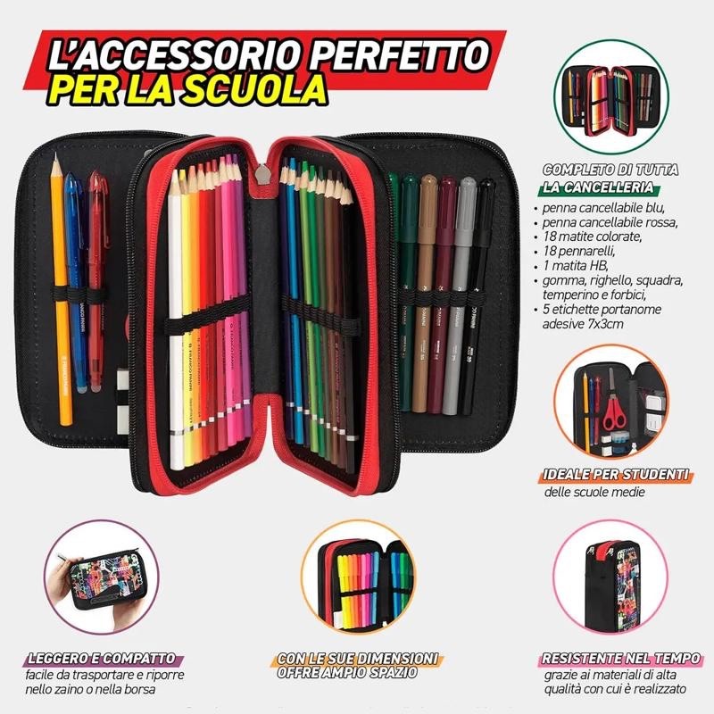 Comix Astuccio 2 Penne – Leggero Con Zip, Dimensioni 22x6 Cm – Ideale Per Scuola, Università E Ufficio