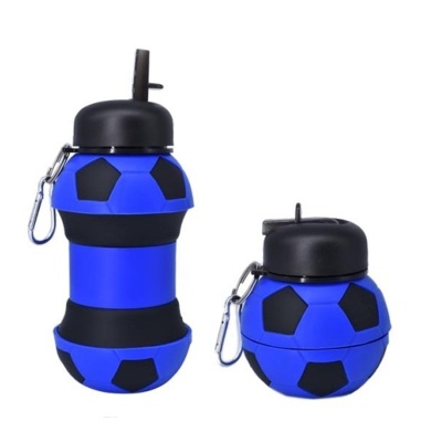 BORRACCIA FLEXY TOP ALLUNGABILE 550ML IN SILICONE PALLONE DA CALCIO NERO AZZURRO