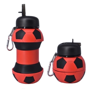 BORRACCIA FLEXY TOP ALLUNGABILE 550ML IN SILICONE PALLONE DA CALCIO ROSSO NERO