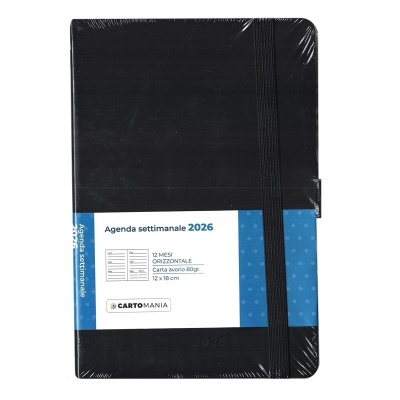 AGENDA SETTIMANALE 12X18 BLACK CARTOMANIA 2026