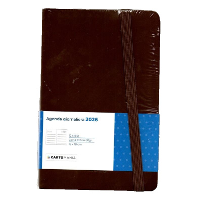 AGENDA GIORNALIERA CON ELASTICO BROWN 12X18 CARTOMANIA 2026