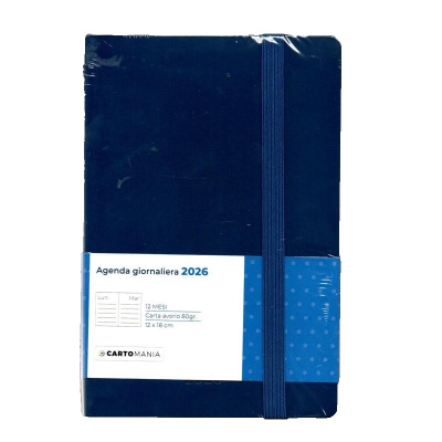 AGENDA GIORNALIERA CON ELASTICO BLU 12X18 CARTOMANIA 2026