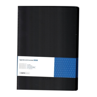 AGENDA SETTIMANALE NERA CON SPIRALE CARTOMANIA 17X24,5 2026