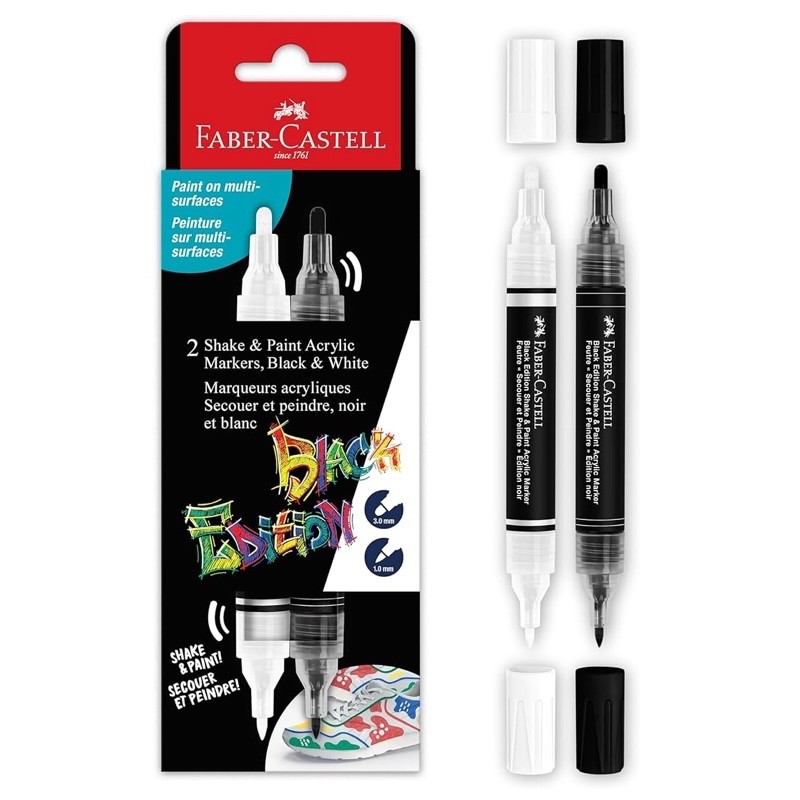 Marker Acrilico Shake Paint Black Edition Set 2 Pezzi Nero/Bianco Faber Castell