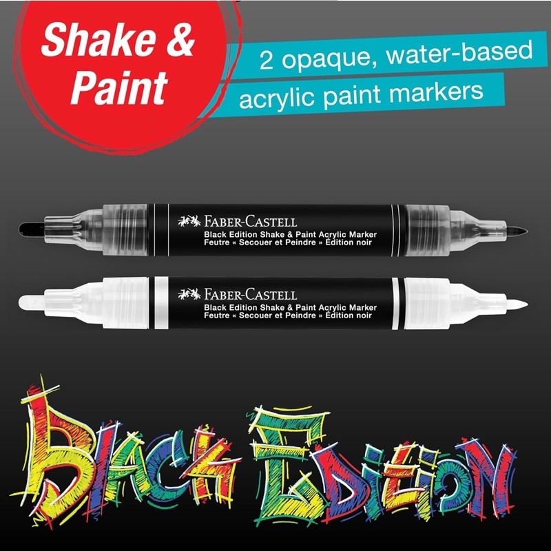 Marker Acrilico Shake Paint Black Edition Set 2 Pezzi Nero/Bianco Faber Castell - immagine 2