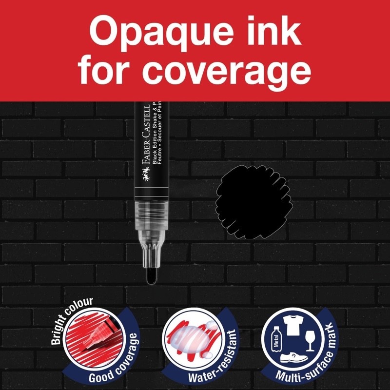 Marker Acrilico Shake Paint Black Edition Set 2 Pezzi Nero/Bianco Faber Castell - immagine 3