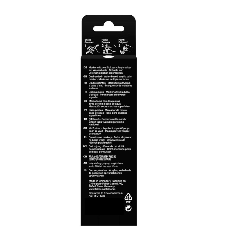 Marker Acrilico Shake Paint Black Edition Set 2 Pezzi Nero/Bianco Faber Castell - immagine 5