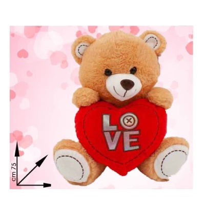 ORSO PELUCHE BEIGE  CON CUORE LOVE CM 75