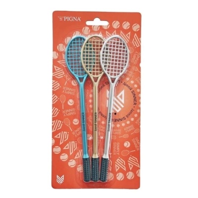 Set 3 penne gel racchetta Sinner inchiostro Blu By Pigna