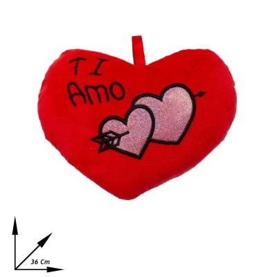 CUSCINO CUORE PELUCHE ROSSO TI AMO 36 CM