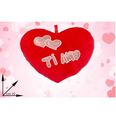 CUSCINO CUORE PELUCHE ROSSO TI AMO 22 CM