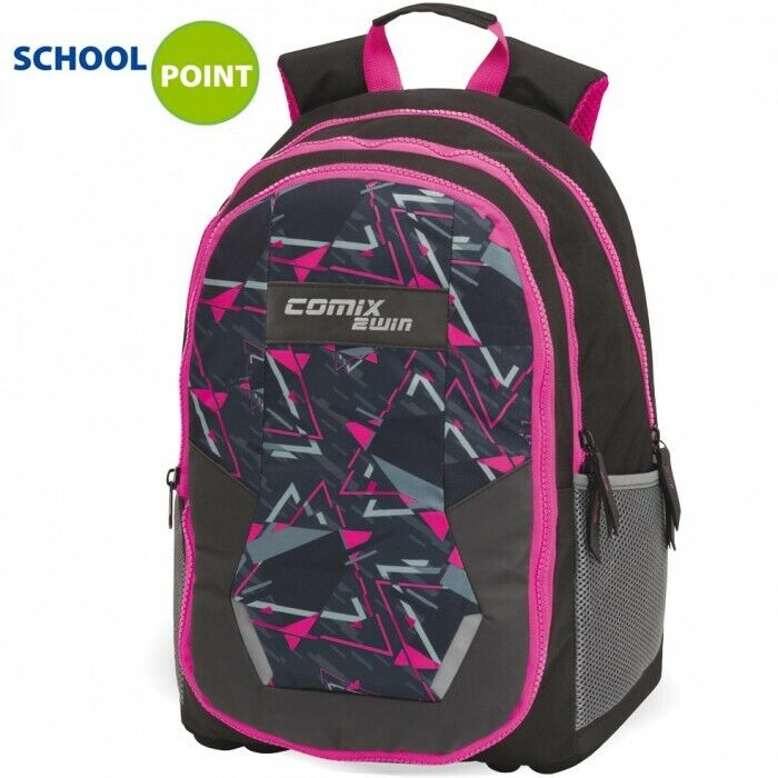 ZAINO SCUOLA 3 SCOMPARTI DOUBLE FACE 2WIN COMIX ROSA - immagine 3