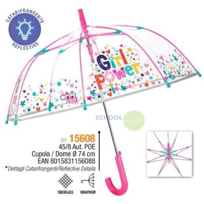 Ombrello Perletti Girl Power transparent automatic  45cm