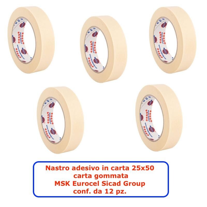 cf. 12 Pz nastro adesivo in carta 25x50 carta gommata MSK Eurocel Sicad Group