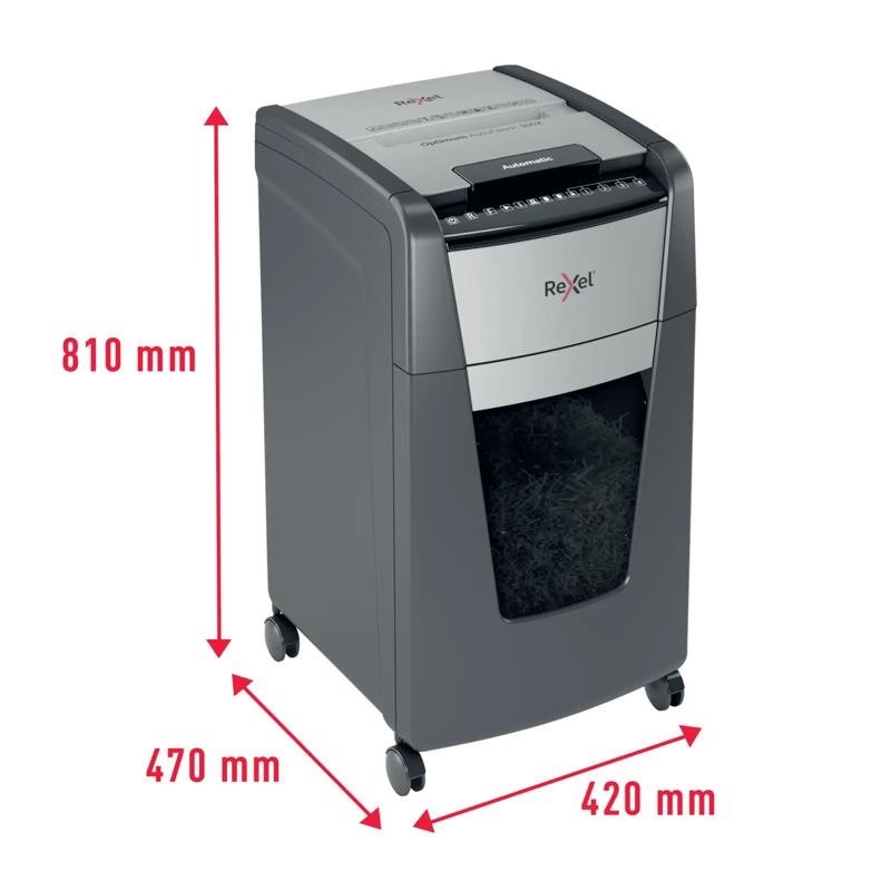 Rexel Distruggidocumenti automatico Optimum AutoFeed+ 300X taglio a frammenti - immagine 3