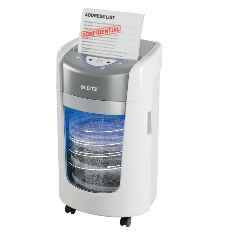 Distruggidocumenti Leitz IQ OptiMax 225 P5 15L Home Office Grigio/Bianco