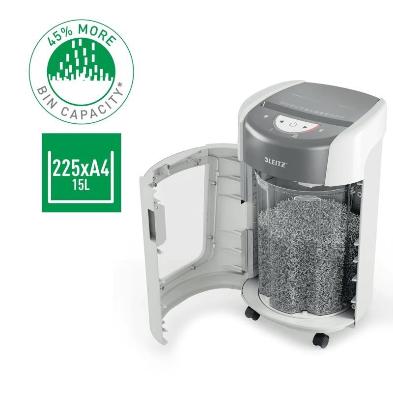 Distruggidocumenti Leitz IQ OptiMax 225 P5 15L Home Office Grigio/Bianco - immagine 2