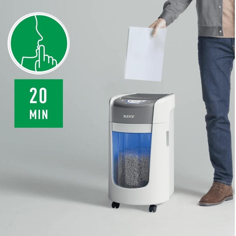 Distruggidocumenti Leitz IQ OptiMax 225 P5 15L Home Office Grigio/Bianco - immagine 4