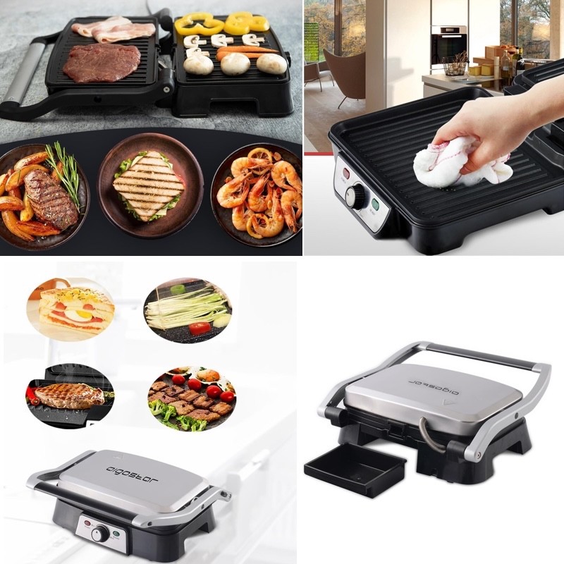 GRIGLIA BISTECCHIERA ELETTRICA ANTIADERENTE 1500W APERTURA 180? AIGOSTAR - immagine 3