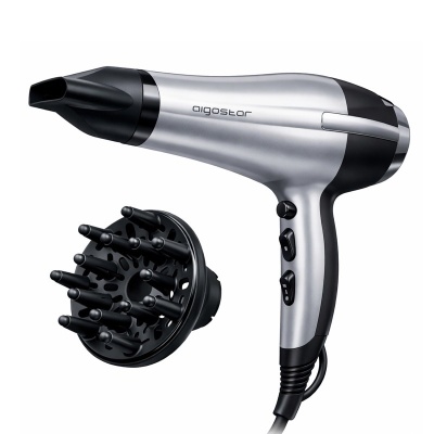 Asciugacapelli Professionale Motore DC Aigostar 2200W con Diffusore Argento