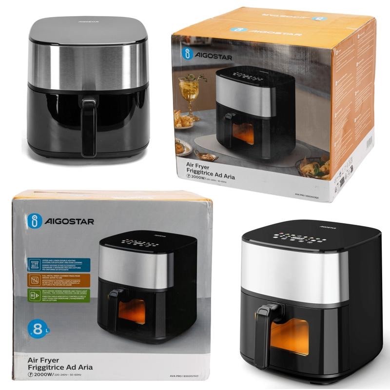 FRIGGITRICE AD ARIA 8L AIGOSTAR 2000W SENZA OLIO COTTURA RAPIDA TIMER 60 MIN - immagine 5
