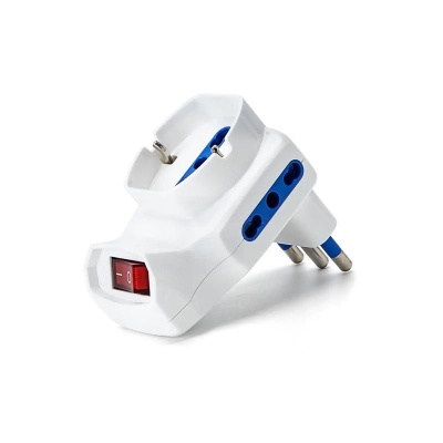ADATTATORE TRIPLO CON SPINA 16A 250V S11 3 PRESE 2 P1711 e 1P40 16A250V BIANCO