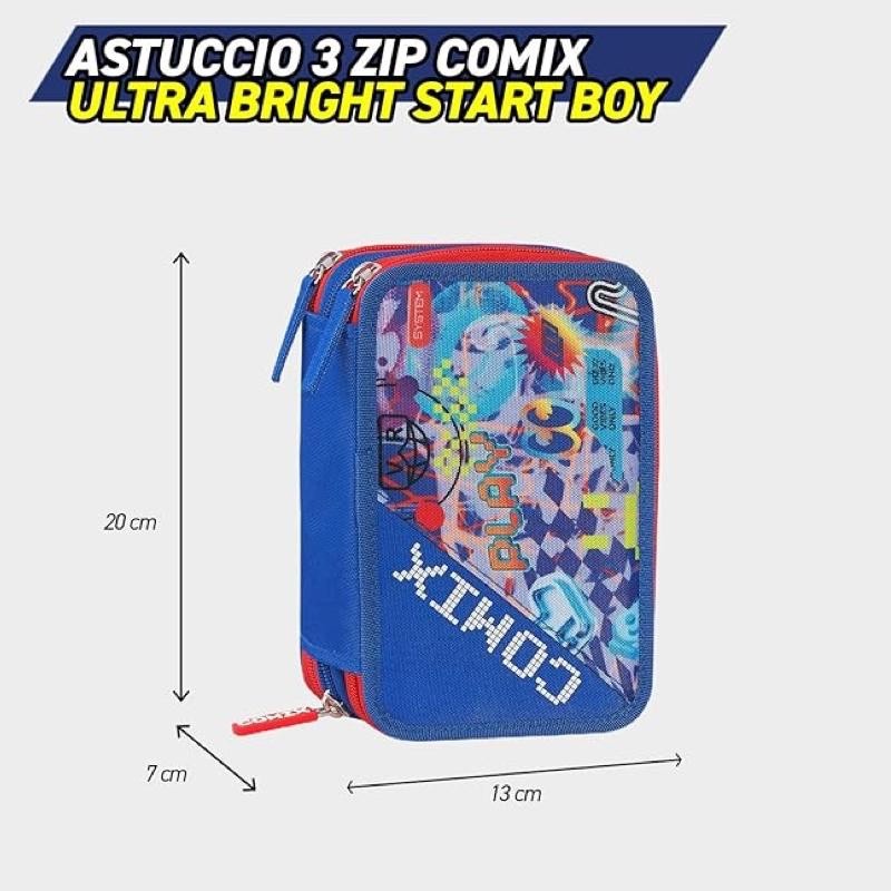 Astuccio 3 Zip Comix Bright Blu - immagine 3