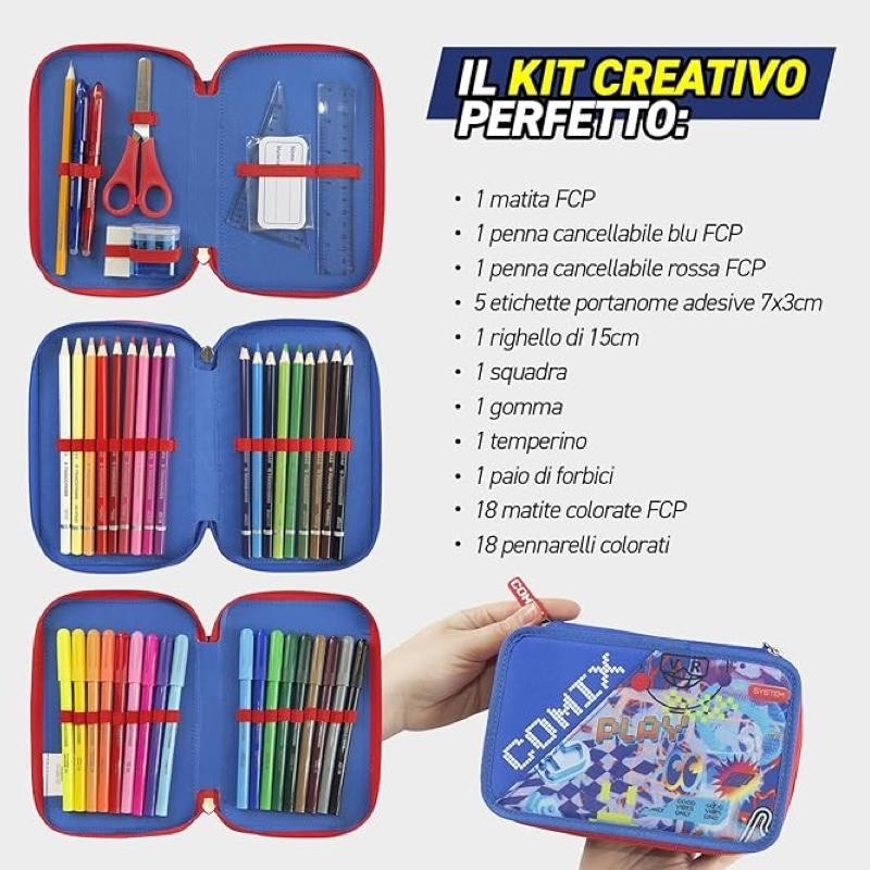 Astuccio 3 Zip Comix Bright Blu - immagine 4