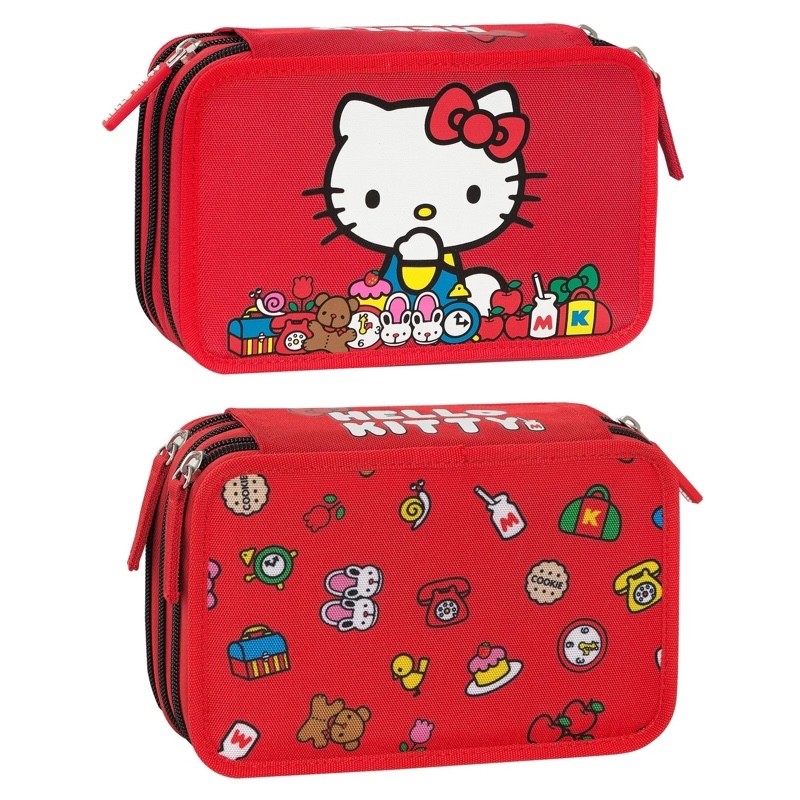 Astuccio Hello kitty Rosso 3 Zip By Panini - immagine 2