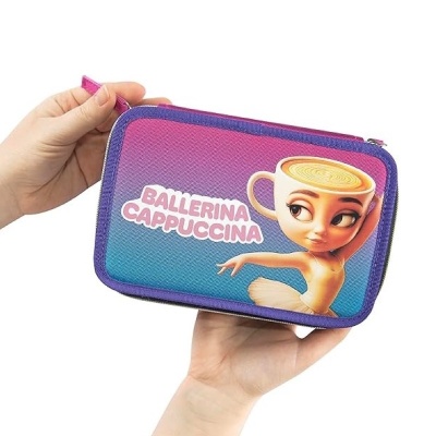 Astuccio 3 Zip  Scuola Brainrot Ballerina Cappuccina