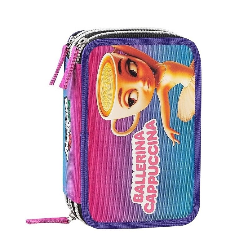 Astuccio 3 Zip Scuola Brainrot Ballerina Cappuccina - immagine 2