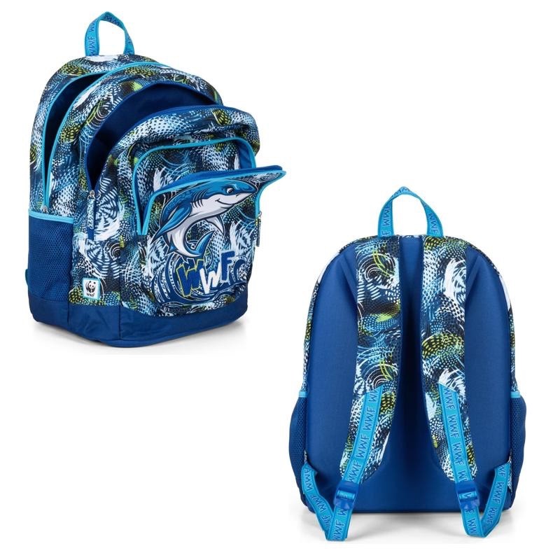 Zaino organizzato WWF Squalo + Astuccio 3 zip - immagine 3