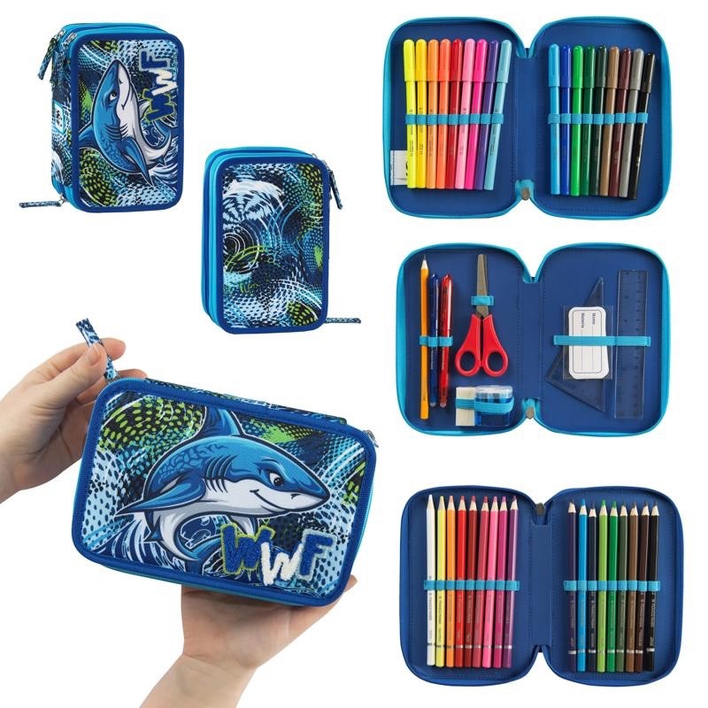 Zaino organizzato WWF Squalo + Astuccio 3 zip - immagine 4