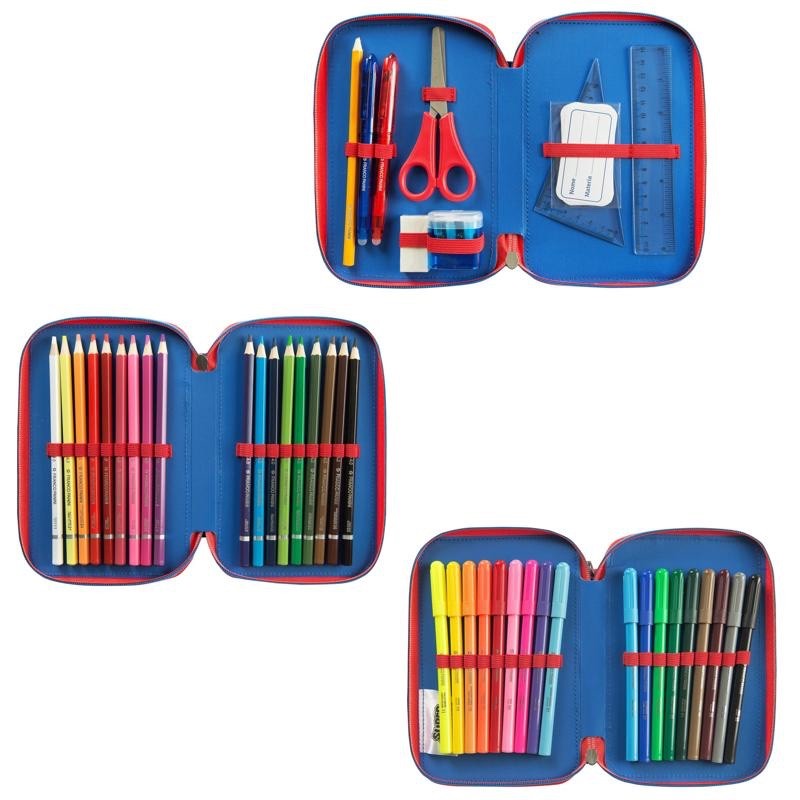 Astuccio Scuola 3 zip Super Mario Blu - immagine 3