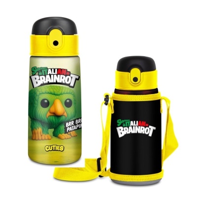 Borraccia Termica Italian Brainrot con portaborraccia a tracolla Brr Brr Patapin