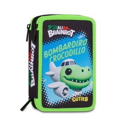 ASTUCCIO SCUOLA SEVEN  3 ZIP BOMBARDIRO CROCODILLO SKIFIDOL BRAINROT
