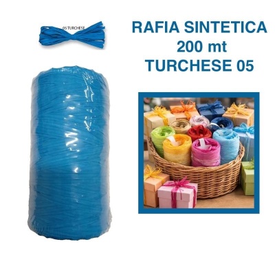 ROTOLO NASTRO RAFIA 200 mt TURCHESE 05  BOLIS