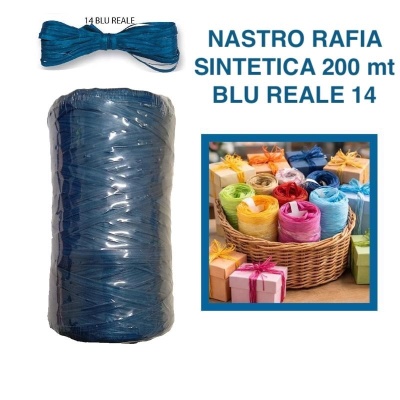 ROTOLO NASTRO RAFIA 200 mt BLU REALE 14  BOLIS