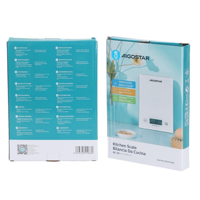 Bilancia da Cucina Digitale Aigostar 5 kg Vetro Temperato Funzione Tara LCD - immagine 5
