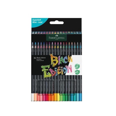 Matite colorate black edition Faber Castell astuccio cartone da 36 matite triang