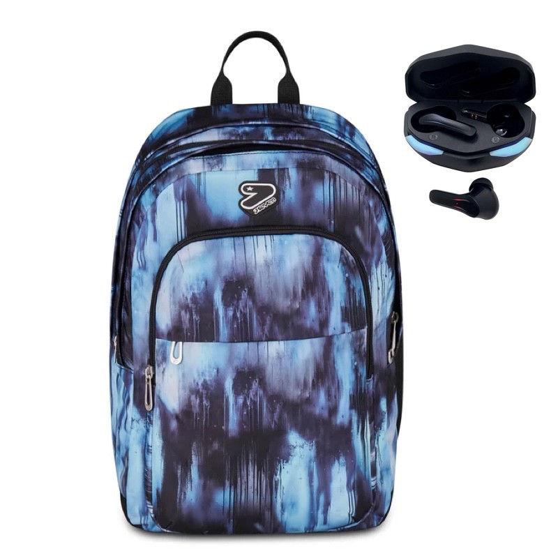 ZAINO SEVEN THE DOUBLE PRO XXL DETACH CON EARPHONES WIRELESS BLUE COLOR