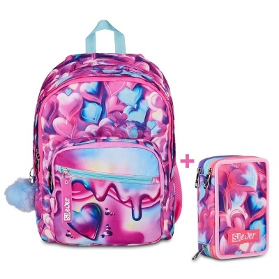 Zaino Scuola SJ Seven Gang Ever Pink Beat Doppio Scomparto + Astuccio 3 Zip