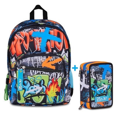 Zaino Scuola SJ Seven Gang Ever High Flames Doppio Scomparto + Astuccio 3 Zip