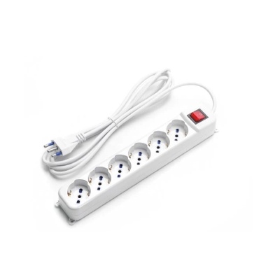 Multipresa a 6 vie con interruttore 16A 1,5m 3G1.0mm? bianca
