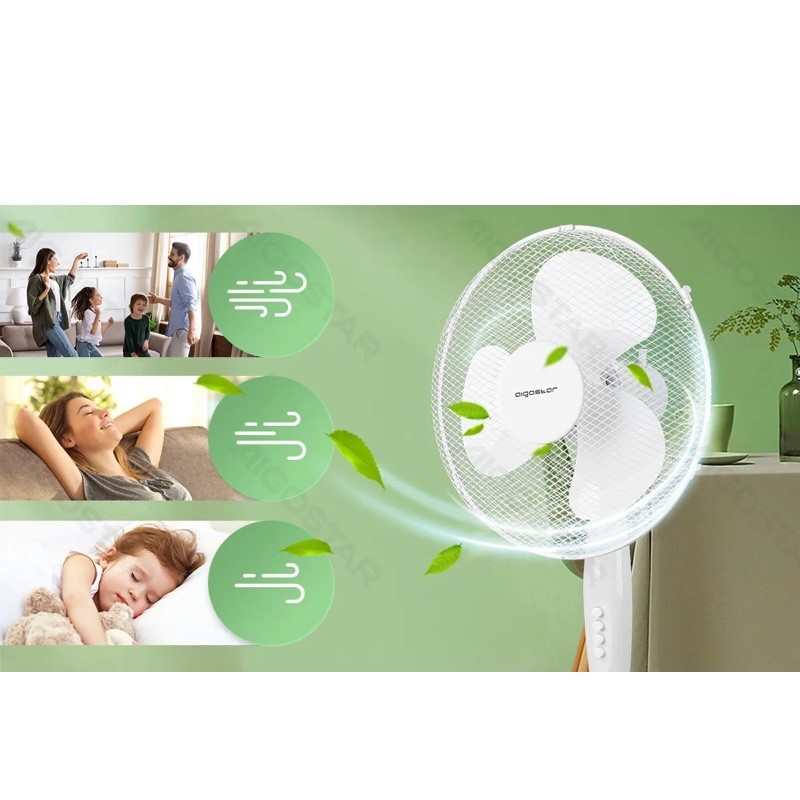 Ventilatore Aigostar a piantana 3 pale 3 velocità Meccanica Bianco - immagine 3