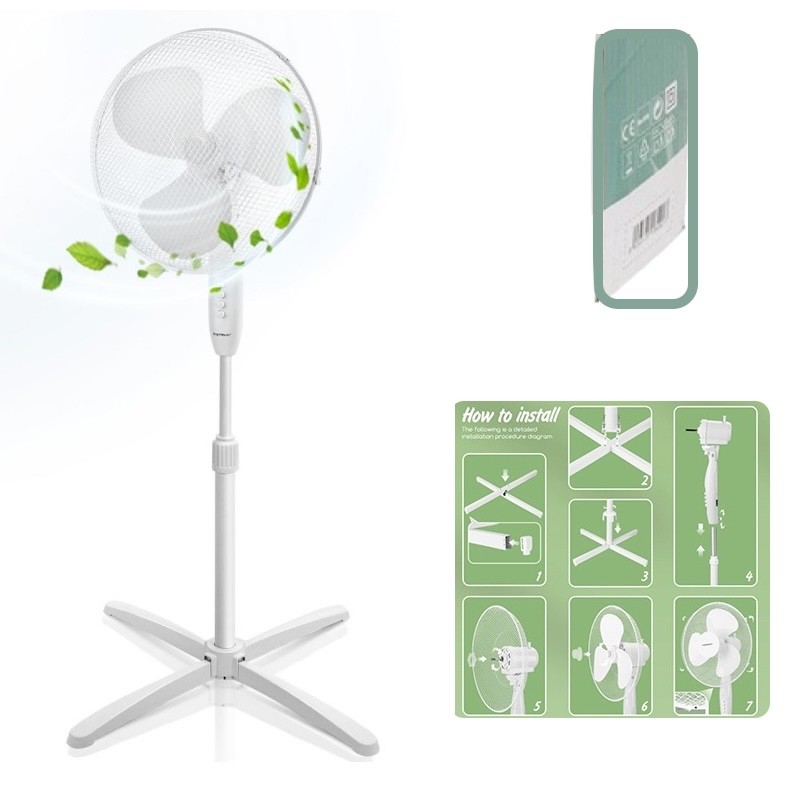 Ventilatore Aigostar a piantana 3 pale 3 velocità Meccanica Bianco - immagine 4