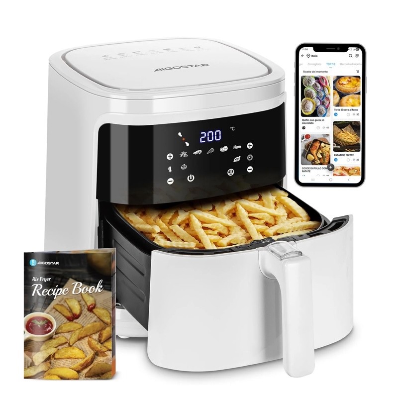 Friggitrice ad aria calda Smart Aigostar 7 L Colore Bianco
