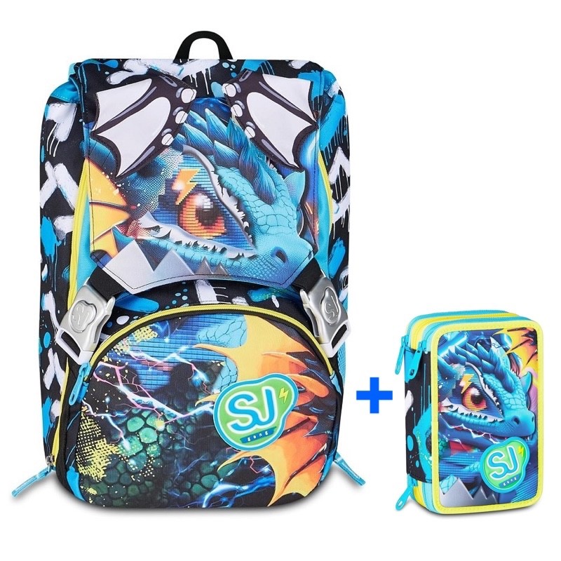 ZAINO ESTENSIBILE SEVEN SJ GANG BIG METAL DRAGON BOY + ASTUCCIO 3 ZIP